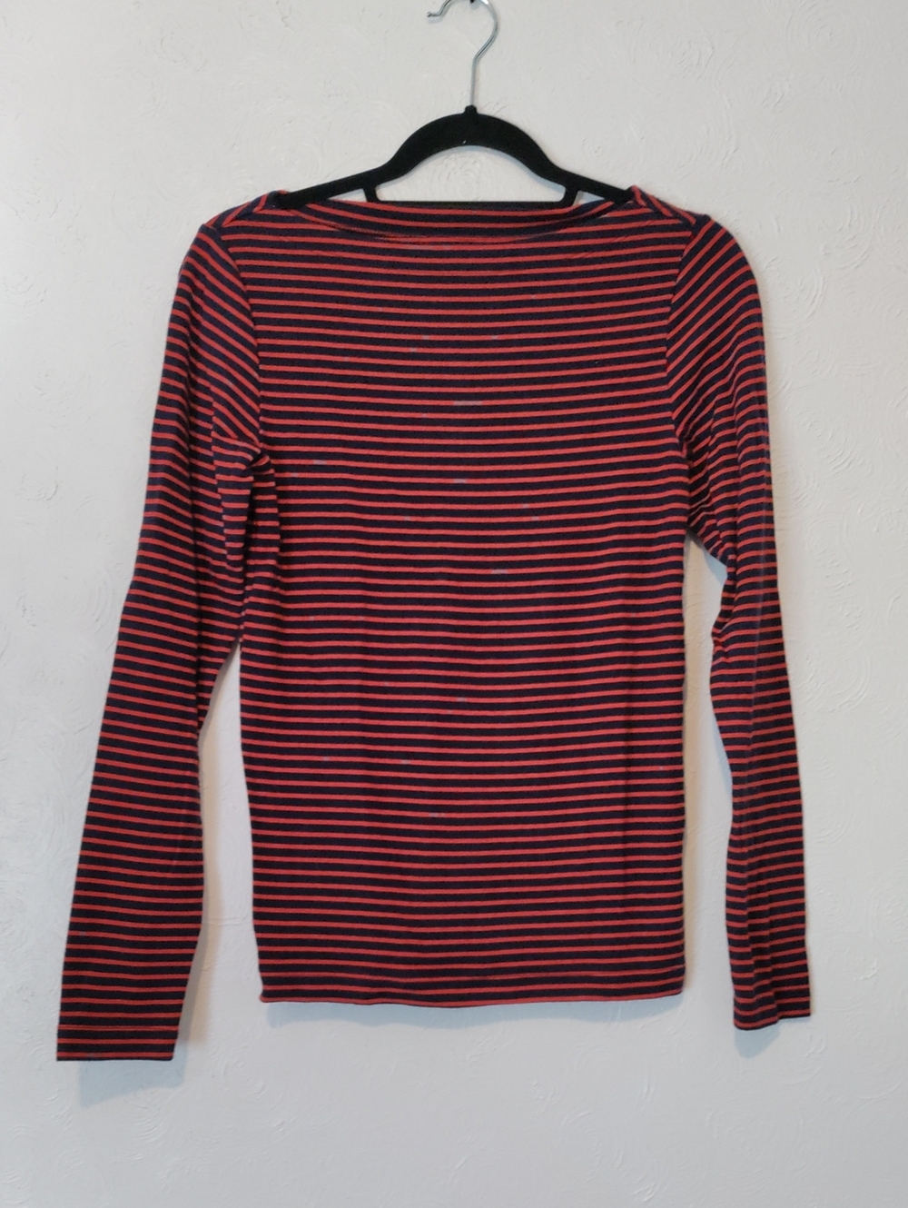 GAP Red & Navy Striped Long-Sleeve Boat neck Tee